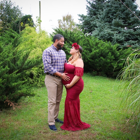 Lace Off-shoulder Maternity Dress - Picture 3 of 3